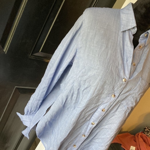 FREE PEOPLE Blue Button Down Shirt Size XS - Picture 6 of 9